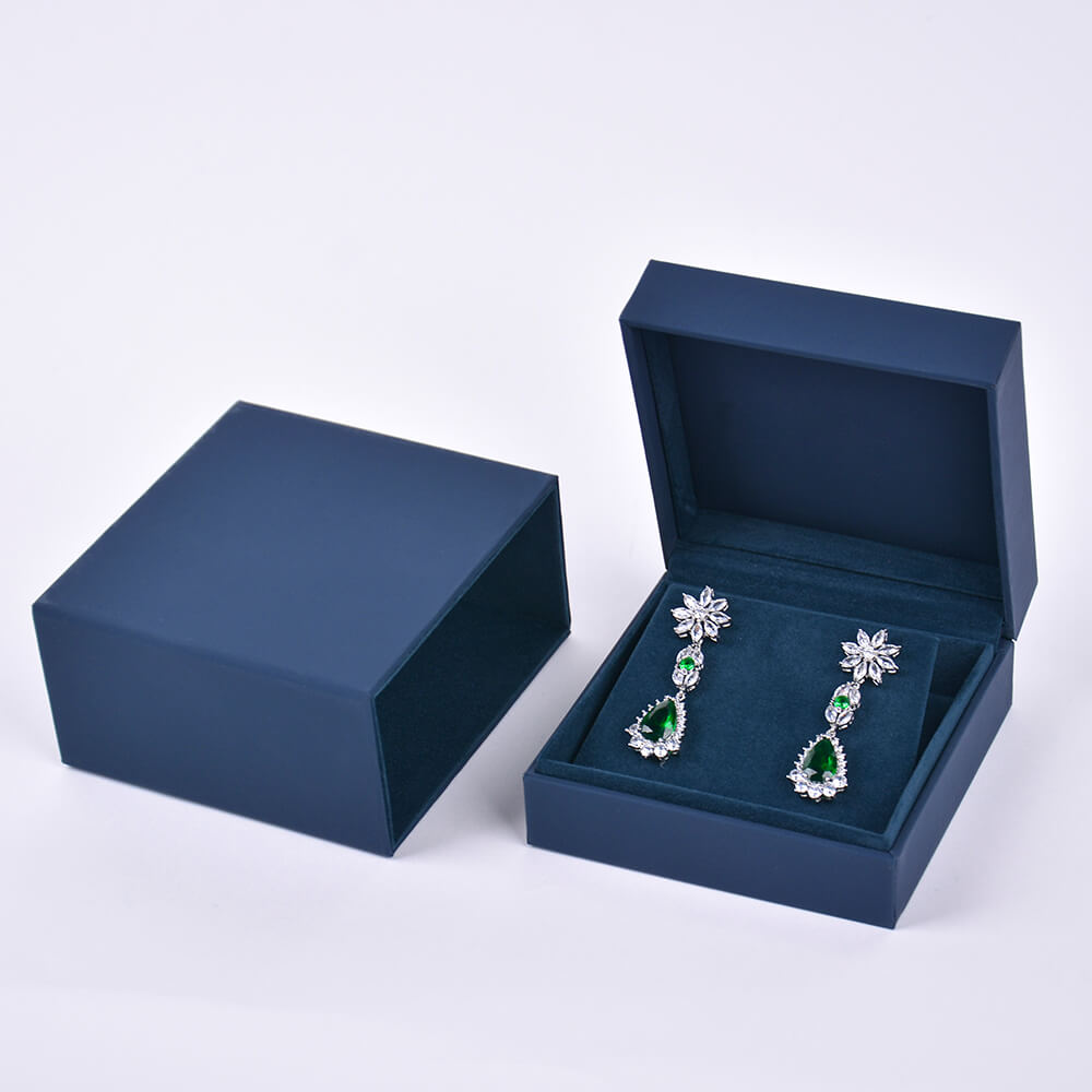 Navy Blue Custom Jewelry Box for Rings, Earrings, and Necklaces