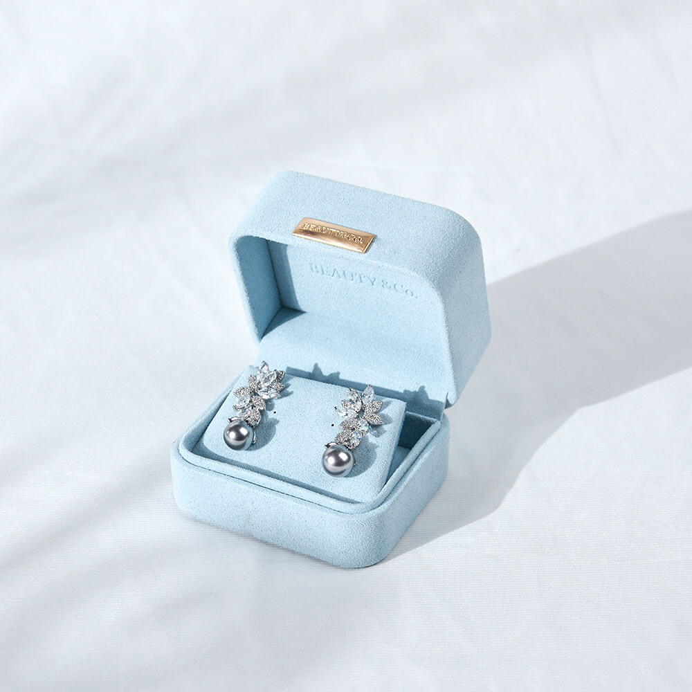 Microfiber Baby Blue Jewelry Boxes
