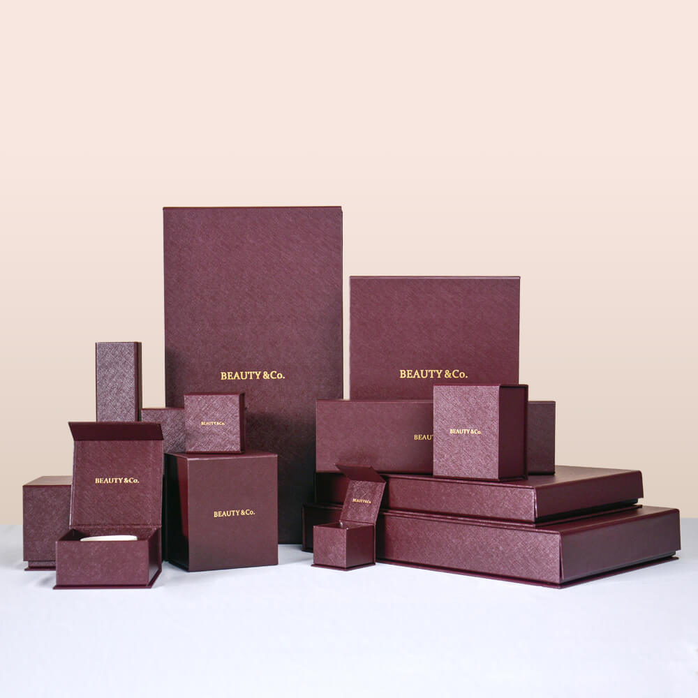 Eco-Friendly Jewelry Box Burgundy Magnetic Paper box
