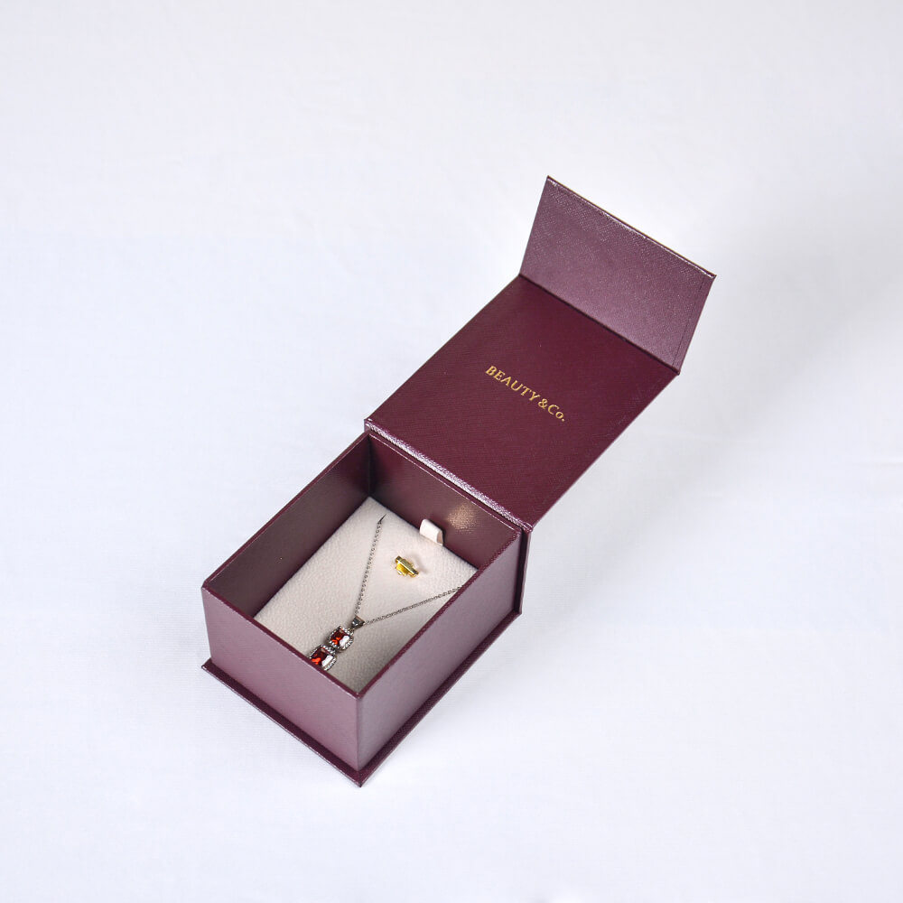 Eco-Friendly Jewelry Box Burgundy Magnetic Paper box 