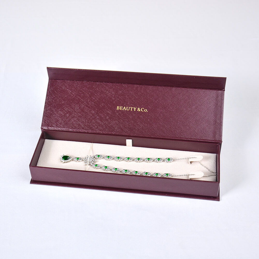 Eco-Friendly Jewelry Box Burgundy Magnetic Paper box 