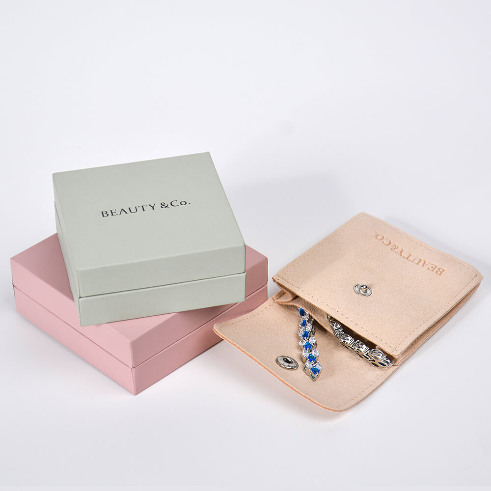 Hinge-Free Jewelry Box Velvet Pouch Set 