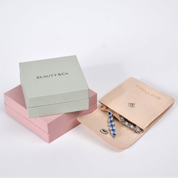 Hinge-Free Jewelry Box Velvet Pouch Set Earring Box Pouch Necklace storage