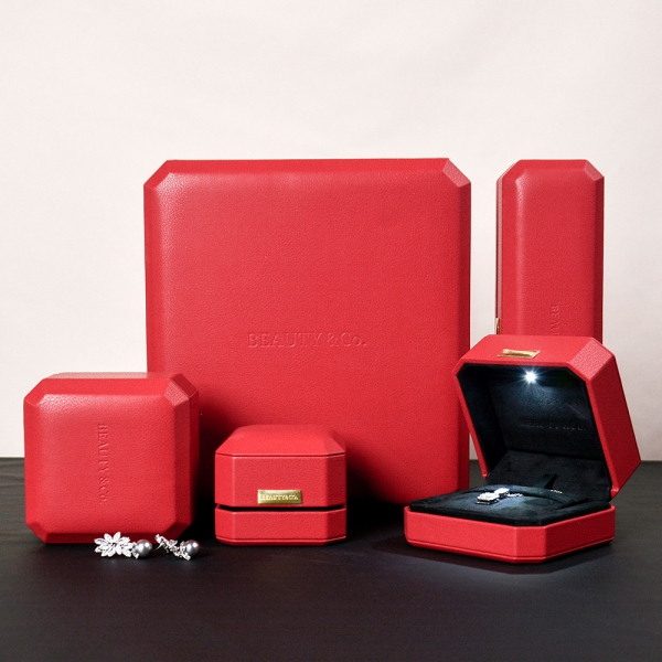 The Velvet Rouge PU Box Exquisite Led Light Box Storage for Fine Jewelry