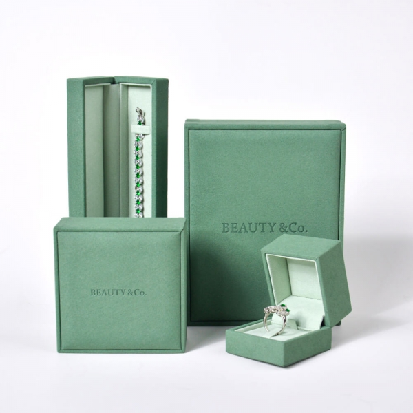 Microfiber Jewelry Case Earring Box Packaging Ring Green Necklace Box