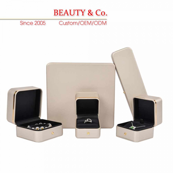 金豆pu金丝边盒--米色