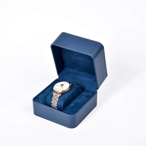 PU leather Watch Box Customize Navy Blue Package For Putting Watch